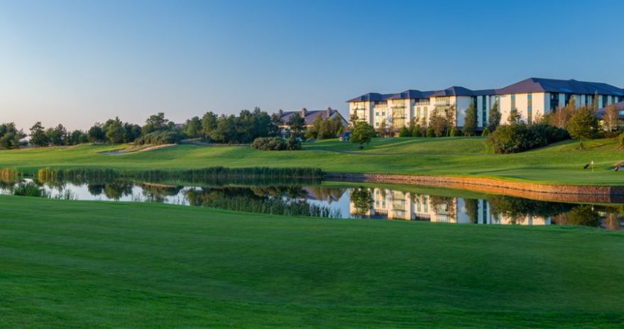 Exterior of The Heritage overlooking the golf course